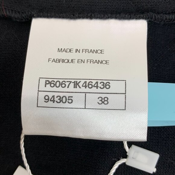 Chanel Black Diamond-Patterned Flocked Cotton Round-Neck Short-Sleeved T-Shirt S - Picture 3 of 6